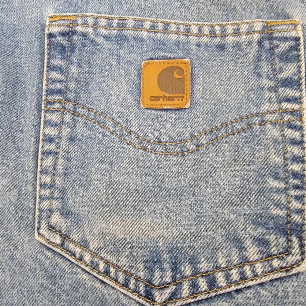 Carhartt Jeans Leather Patch Made In USA Cotton Denim 07  W37 X IN30